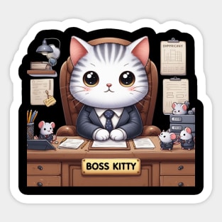 Cute Cat Boss Confidential: The Ultimate Feline Funnies Sticker